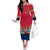 Central African Republic Off The Shoulder Long Sleeve Dress with Red Blue Green Tribal Design and National Flag - Wonder Print Shop