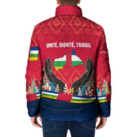 Central African Republic Padded Jacket with Red Blue Green Tribal Design and National Flag - Wonder Print Shop