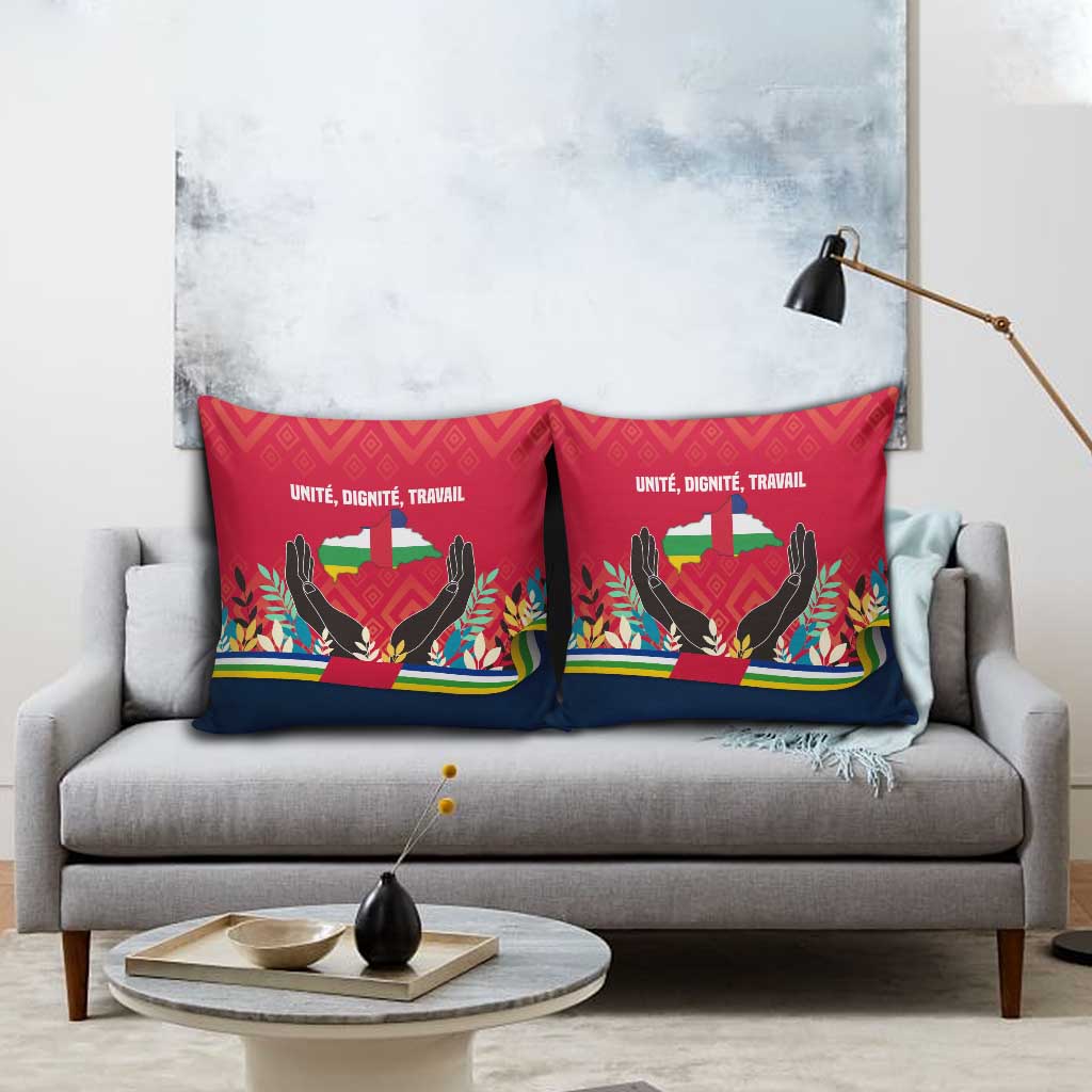 Central African Republic Pillow Cover with Red Blue Green Tribal Design and National Flag - Wonder Print Shop