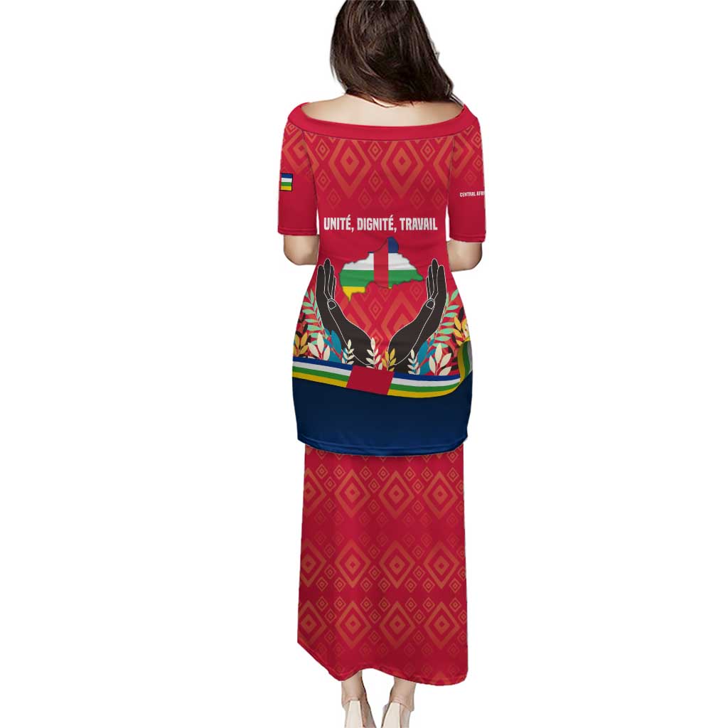 Central African Republic Puletasi with Red Blue Green Tribal Design and National Flag - Wonder Print Shop