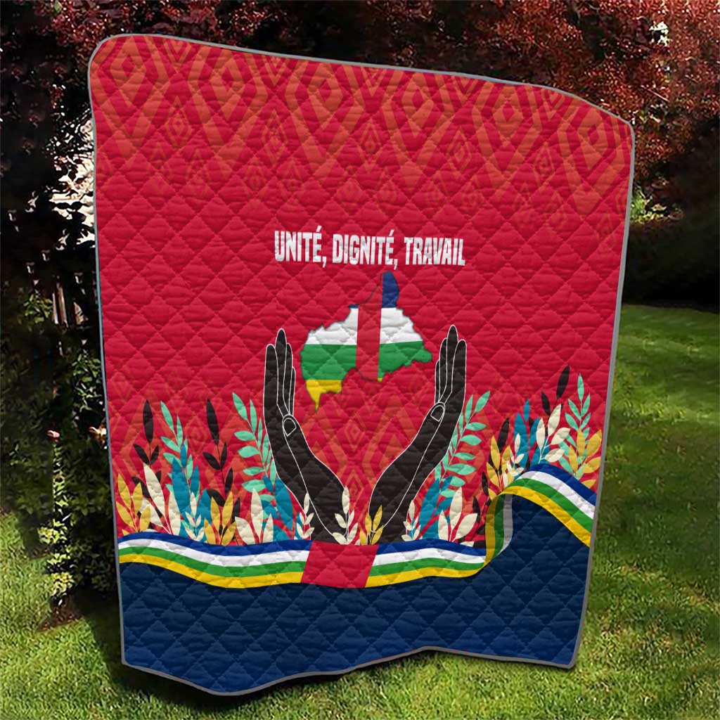 Central African Republic Quilt with Red Blue Green Tribal Design and National Flag - Wonder Print Shop