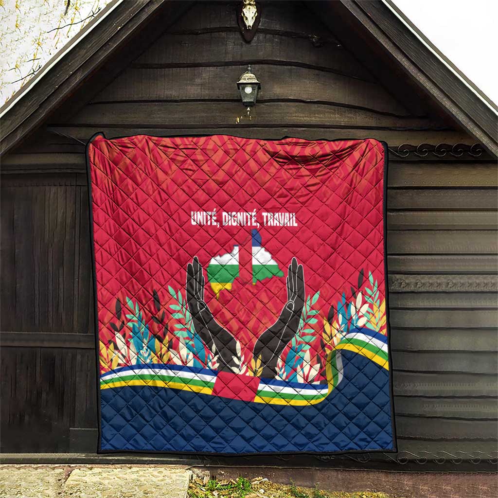 Central African Republic Quilt with Red Blue Green Tribal Design and National Flag - Wonder Print Shop