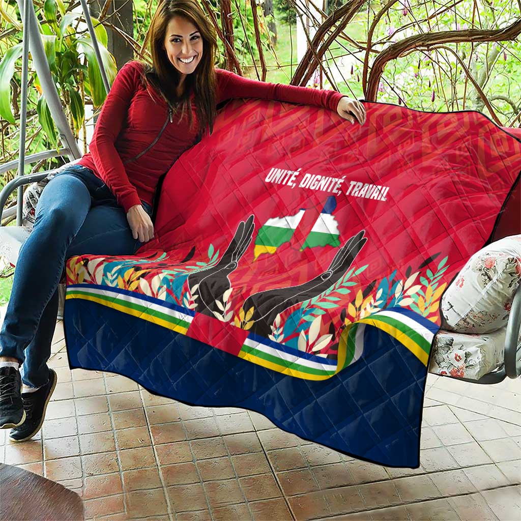 Central African Republic Quilt with Red Blue Green Tribal Design and National Flag - Wonder Print Shop