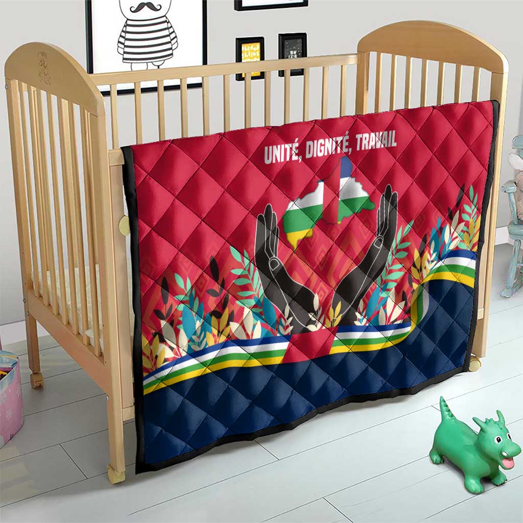 Central African Republic Quilt with Red Blue Green Tribal Design and National Flag - Wonder Print Shop
