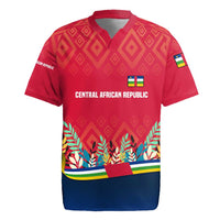 Central African Republic Rugby Jersey with Red Blue Green Tribal Design and National Flag - Wonder Print Shop