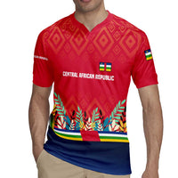 Central African Republic Rugby Jersey with Red Blue Green Tribal Design and National Flag - Wonder Print Shop
