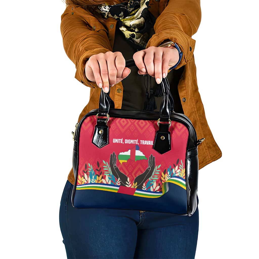 Central African Republic Shoulder Handbag with Red Blue Green Tribal Design and National Flag - Wonder Print Shop