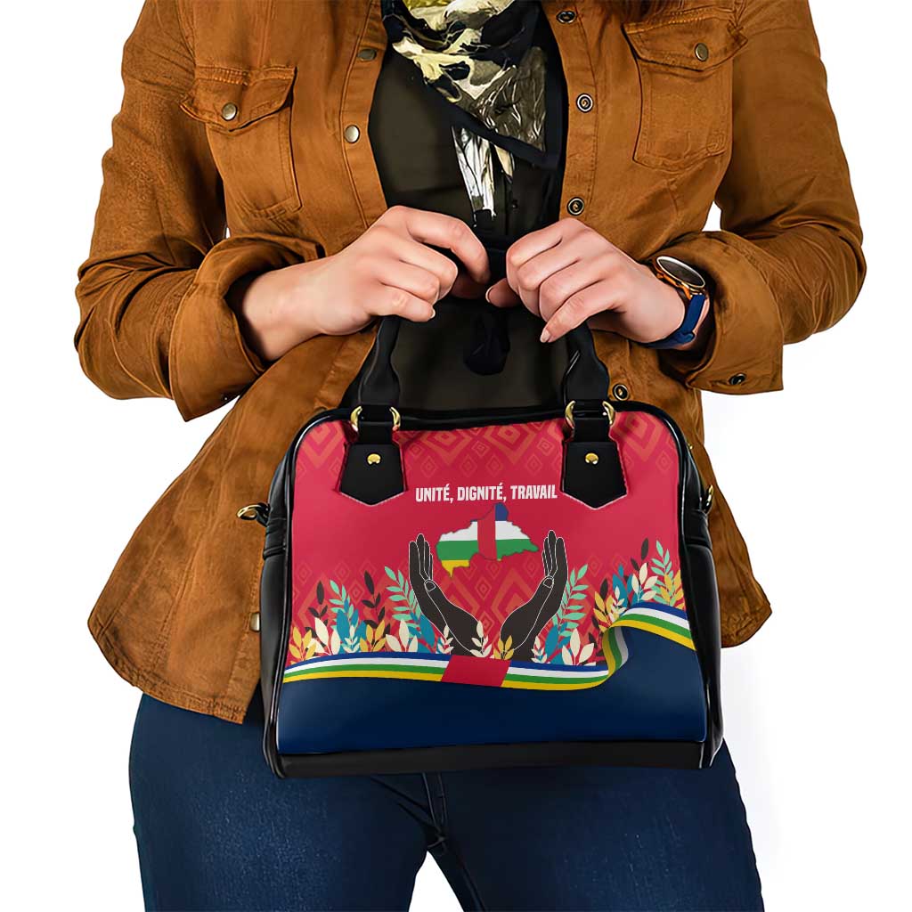 Central African Republic Shoulder Handbag with Red Blue Green Tribal Design and National Flag - Wonder Print Shop