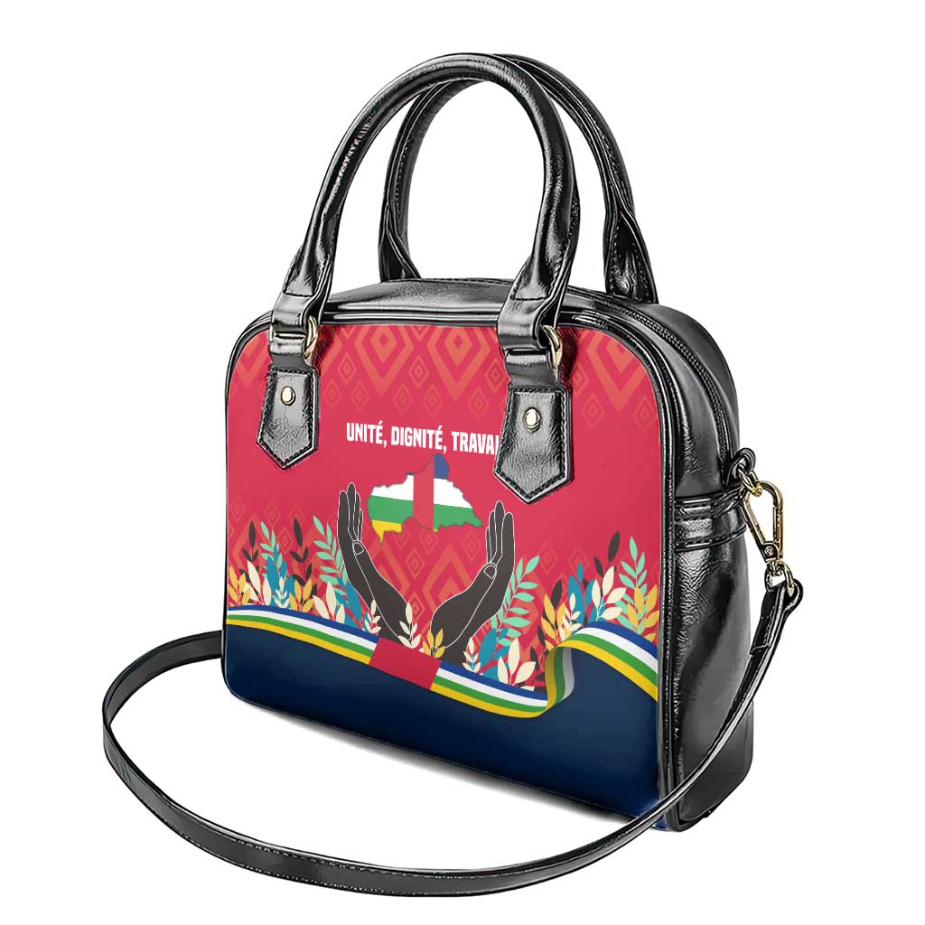 Central African Republic Shoulder Handbag with Red Blue Green Tribal Design and National Flag - Wonder Print Shop