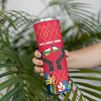 Central African Republic Skinny Tumbler with Red Blue Green Tribal Design and National Flag - Wonder Print Shop
