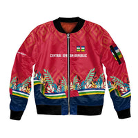 Central African Republic Sleeve Zip Bomber Jacket with Red Blue Green Tribal Design and National Flag - Wonder Print Shop