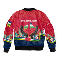 Central African Republic Sleeve Zip Bomber Jacket with Red Blue Green Tribal Design and National Flag - Wonder Print Shop