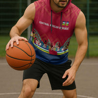 Central African Republic Sleeveless Hoodie with Red Blue Green Tribal Design and National Flag - Wonder Print Shop