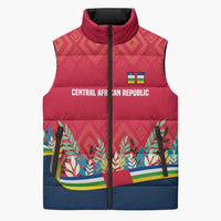 Central African Republic Sleeveless Puffer Jacket with Red Blue Green Tribal Design and National Flag - Wonder Print Shop