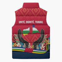 Central African Republic Sleeveless Puffer Jacket with Red Blue Green Tribal Design and National Flag - Wonder Print Shop
