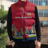 Central African Republic Sleeveless Puffer Jacket with Red Blue Green Tribal Design and National Flag - Wonder Print Shop