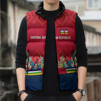 Central African Republic Sleeveless Puffer Jacket with Red Blue Green Tribal Design and National Flag - Wonder Print Shop