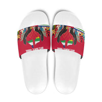 Central African Republic Slide Sandals with Red Blue Green Tribal Design and National Flag - Wonder Print Shop