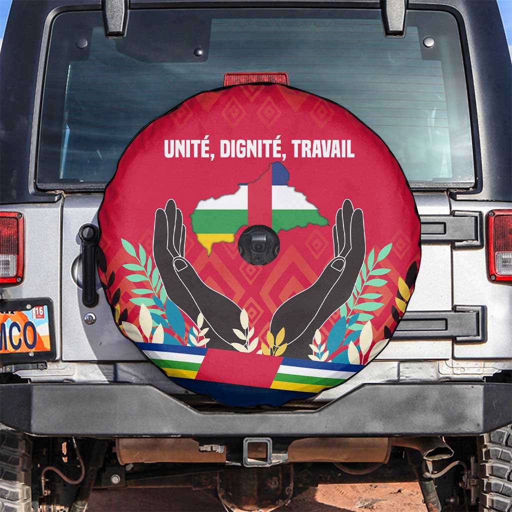 Central African Republic Spare Tire Cover with Red Blue Green Tribal Design and National Flag - Wonder Print Shop