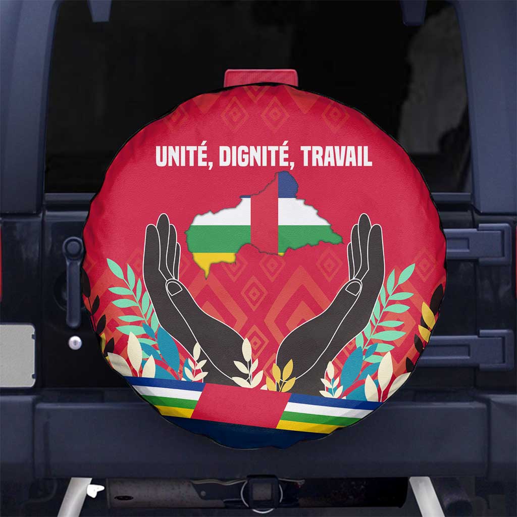 Central African Republic Spare Tire Cover with Red Blue Green Tribal Design and National Flag - Wonder Print Shop