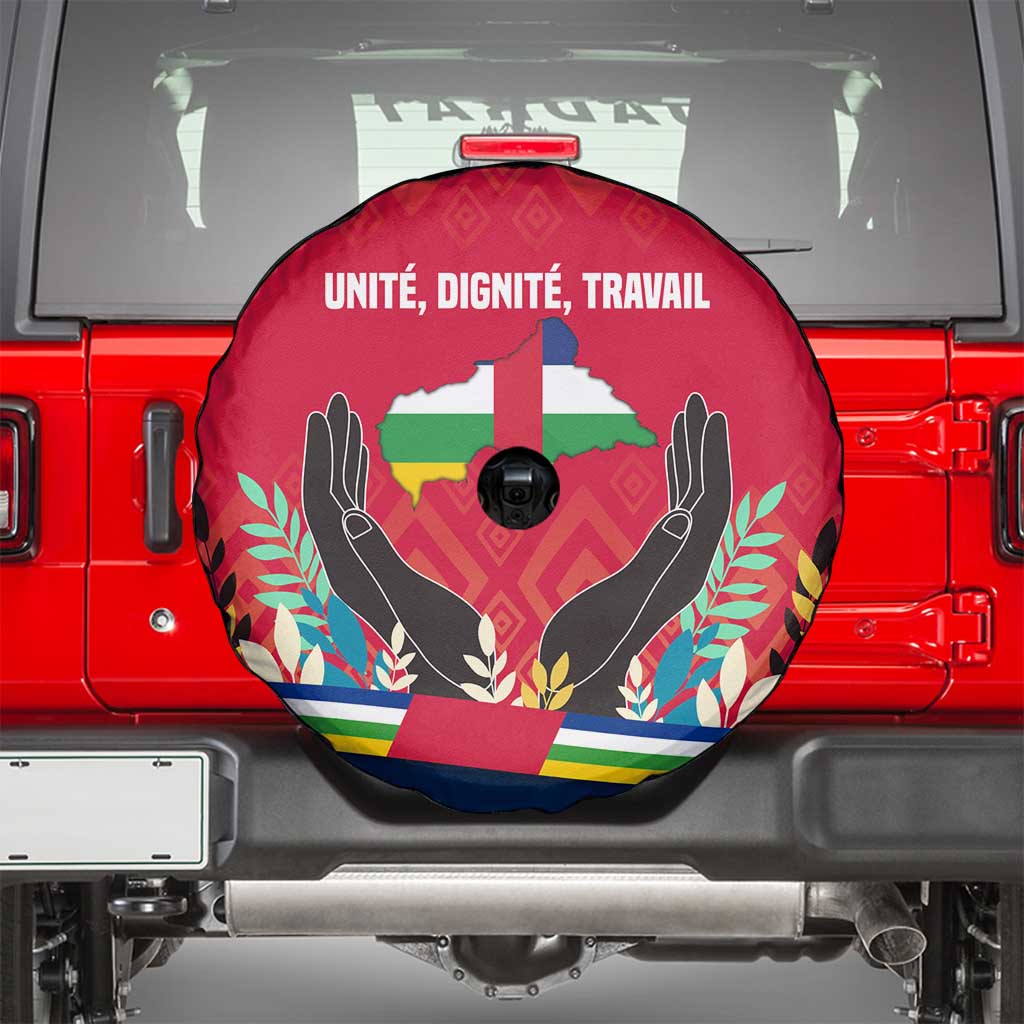 Central African Republic Spare Tire Cover with Red Blue Green Tribal Design and National Flag - Wonder Print Shop