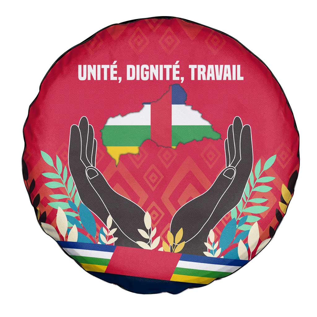 Central African Republic Spare Tire Cover with Red Blue Green Tribal Design and National Flag - Wonder Print Shop