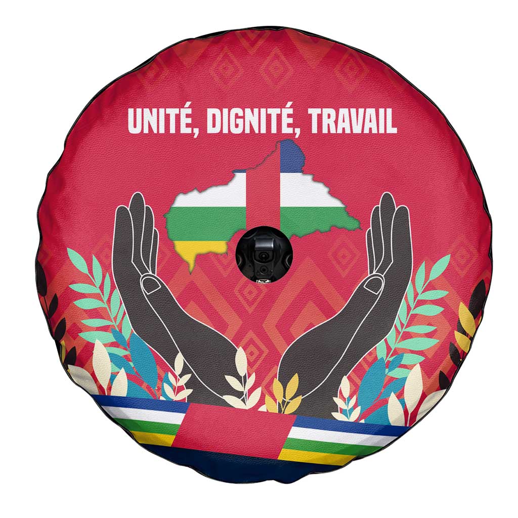 Central African Republic Spare Tire Cover with Red Blue Green Tribal Design and National Flag - Wonder Print Shop