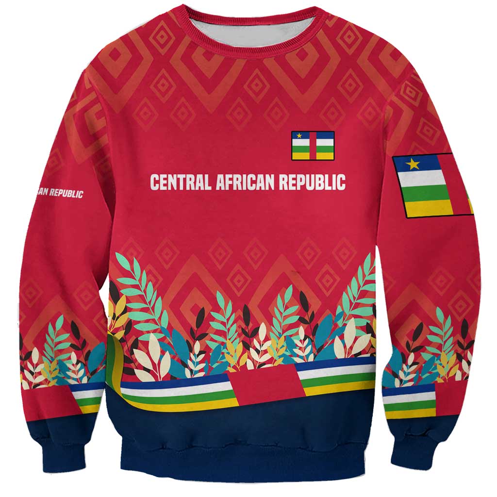 Central African Republic Sweatshirt with Red Blue Green Tribal Design and National Flag - Wonder Print Shop