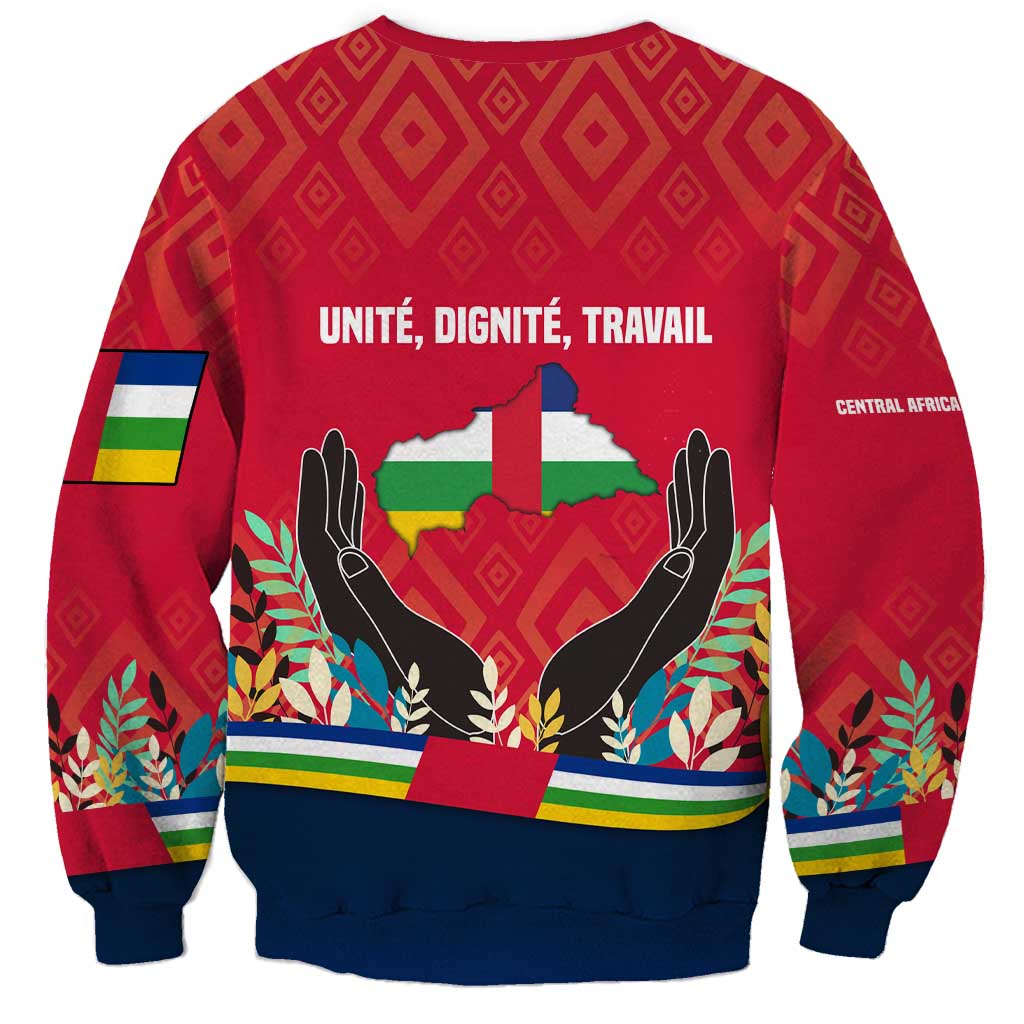 Central African Republic Sweatshirt with Red Blue Green Tribal Design and National Flag - Wonder Print Shop