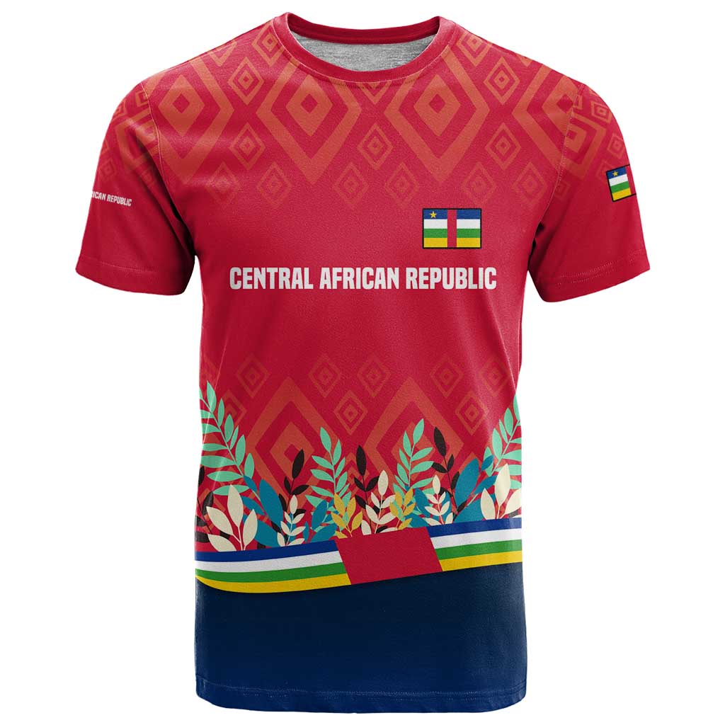 Central African Republic T Shirt with Red Blue Green Tribal Design and National Flag - Wonder Print Shop