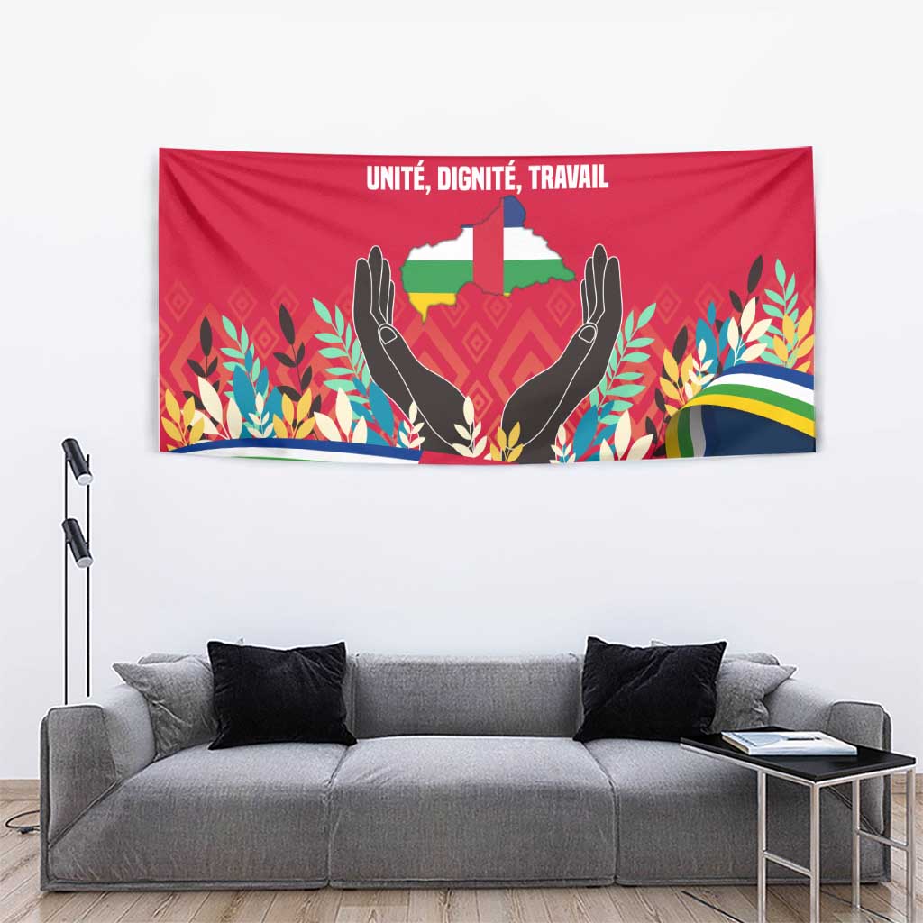 Central African Republic Tapestry with Red Blue Green Tribal Design and National Flag - Wonder Print Shop