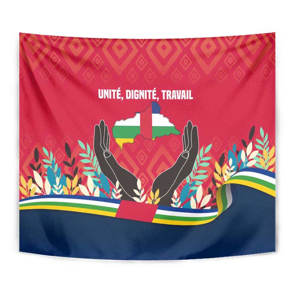 Central African Republic Tapestry with Red Blue Green Tribal Design and National Flag - Wonder Print Shop