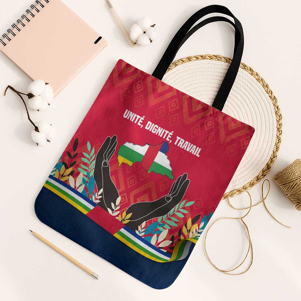Central African Republic Tote Bag with Red Blue Green Tribal Design and National Flag - Wonder Print Shop
