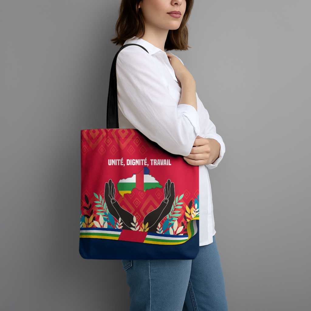 Central African Republic Tote Bag with Red Blue Green Tribal Design and National Flag - Wonder Print Shop