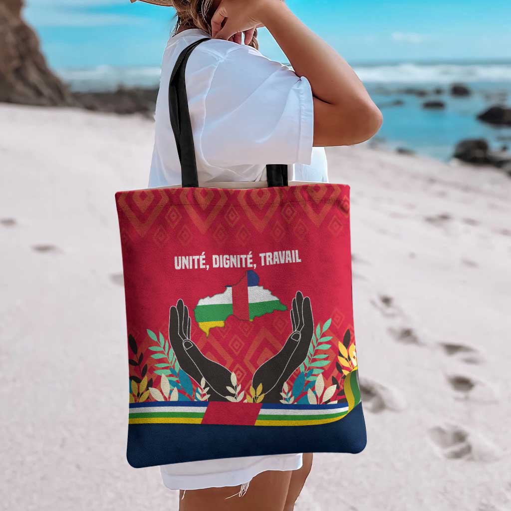 Central African Republic Tote Bag with Red Blue Green Tribal Design and National Flag - Wonder Print Shop