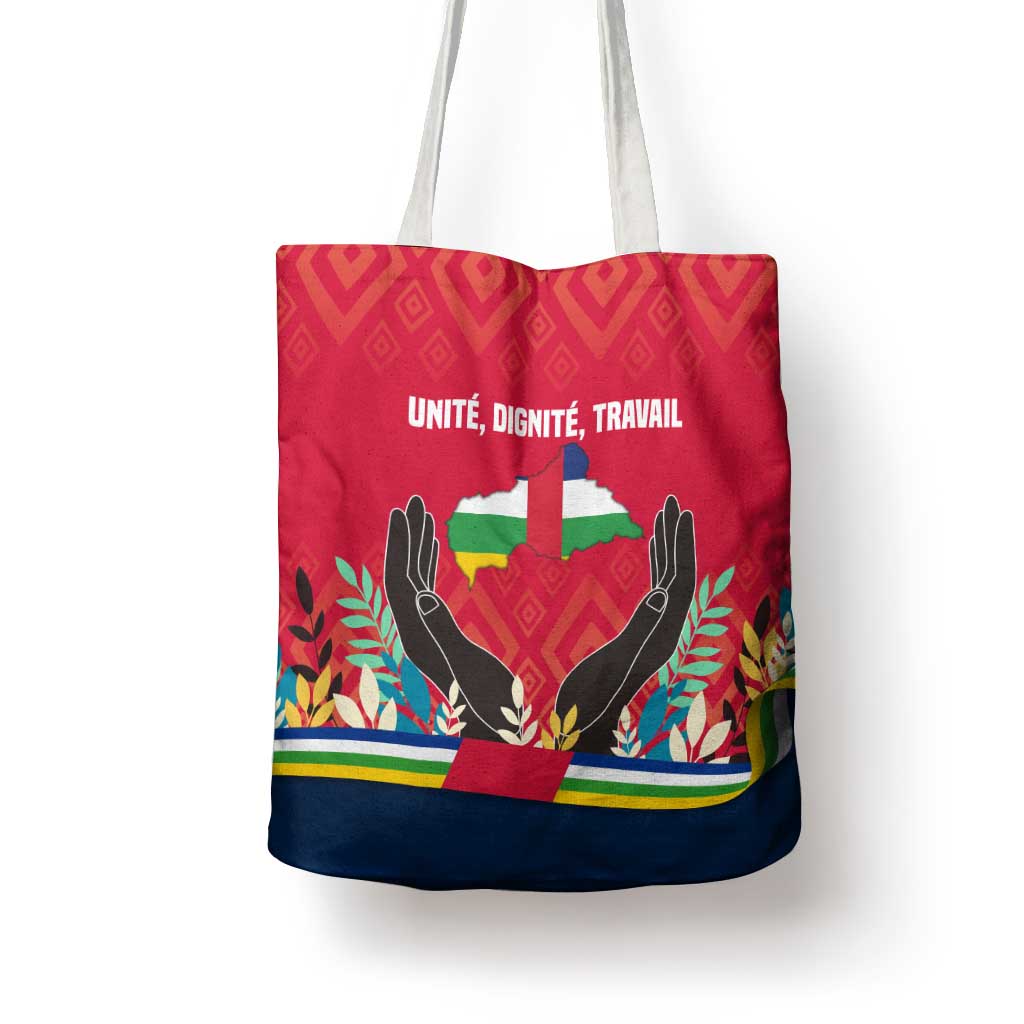 Central African Republic Tote Bag with Red Blue Green Tribal Design and National Flag - Wonder Print Shop