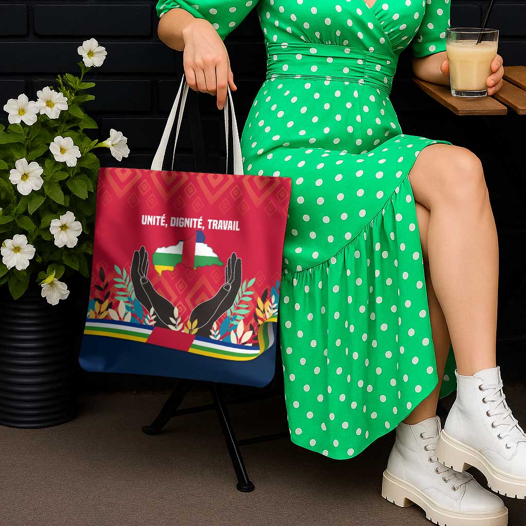 Central African Republic Tote Bag with Red Blue Green Tribal Design and National Flag - Wonder Print Shop