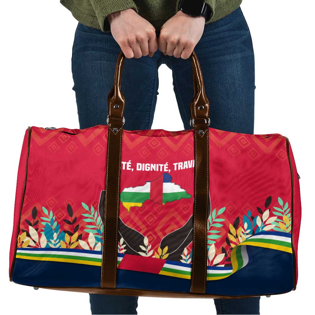 Central African Republic Travel Bag with Red Blue Green Tribal Design and National Flag - Wonder Print Shop