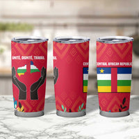 Central African Republic Tumbler Cup with Red Blue Green Tribal Design and National Flag - Wonder Print Shop