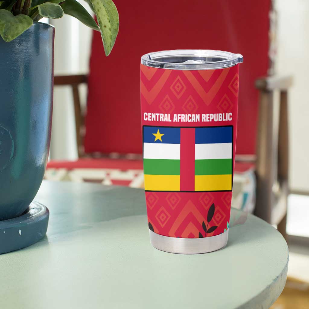 Central African Republic Tumbler Cup with Red Blue Green Tribal Design and National Flag - Wonder Print Shop