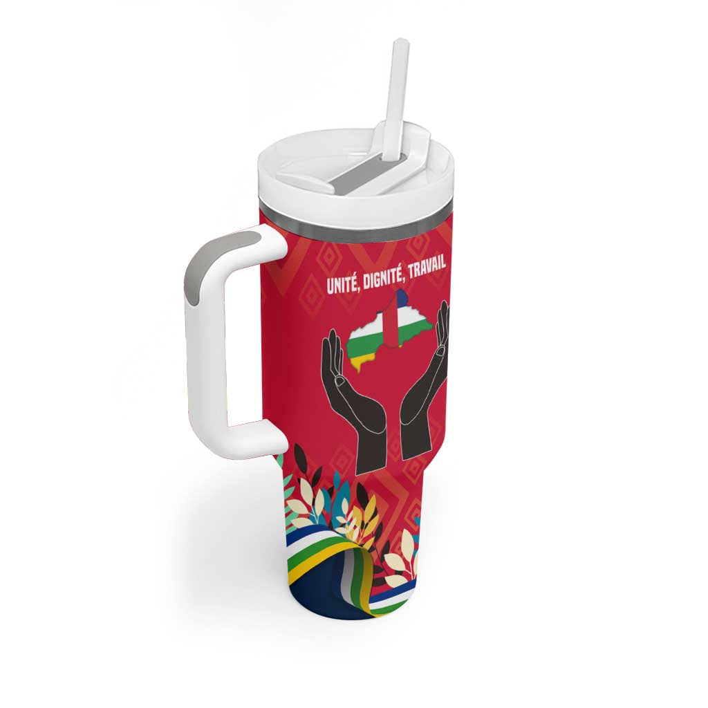 Central African Republic Tumbler With Handle with Red Blue Green Tribal Design and National Flag - Wonder Print Shop
