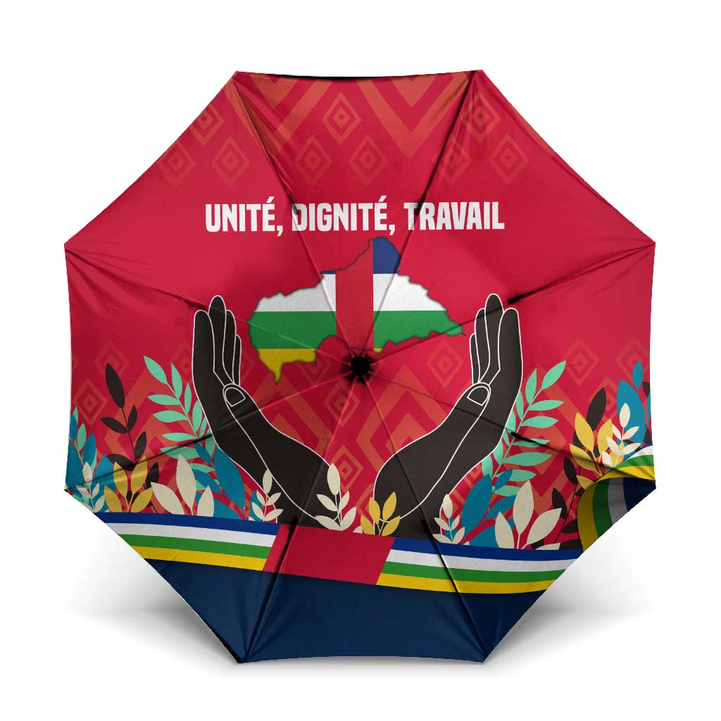 Central African Republic Umbrella with Red Blue Green Tribal Design and National Flag - Wonder Print Shop