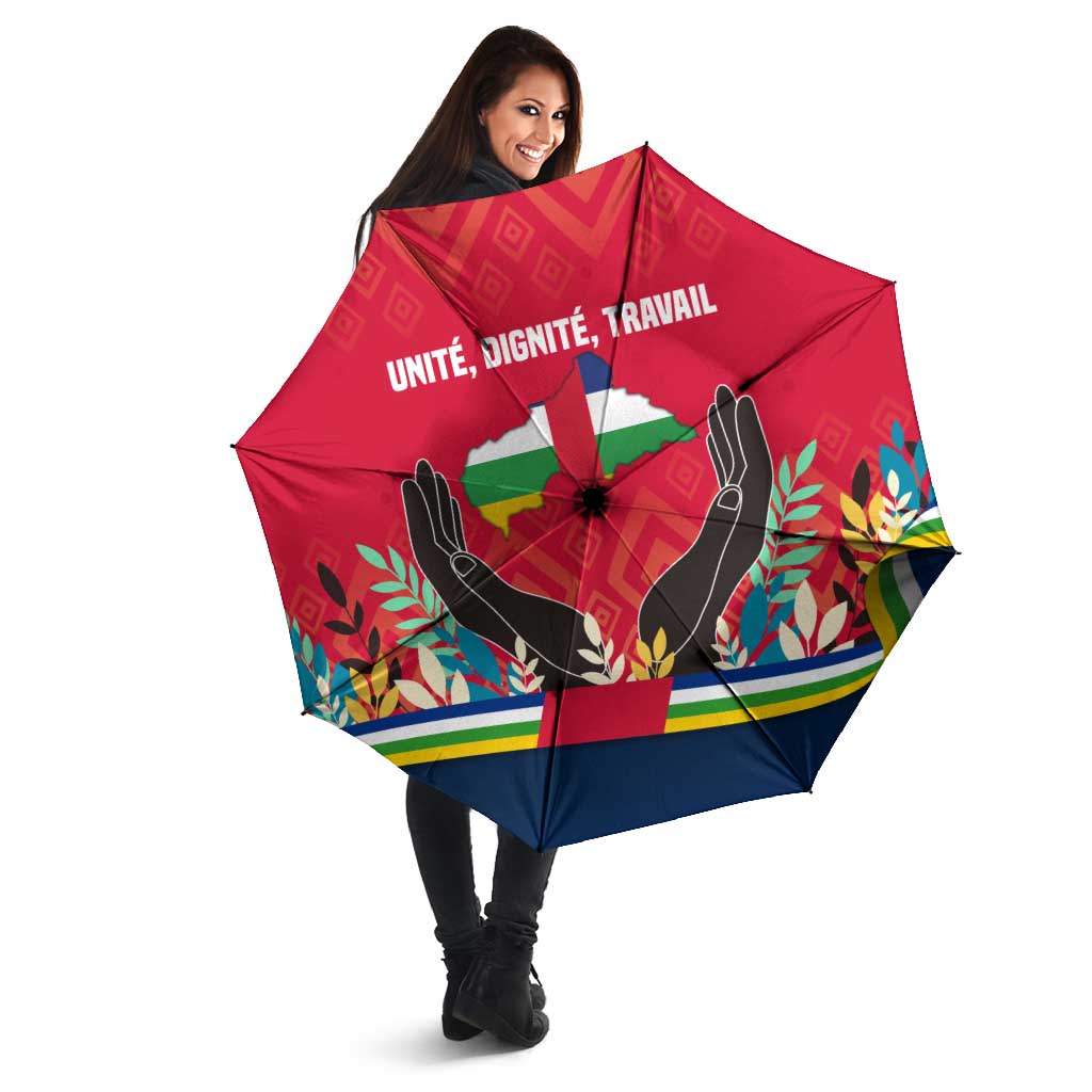 Central African Republic Umbrella with Red Blue Green Tribal Design and National Flag - Wonder Print Shop