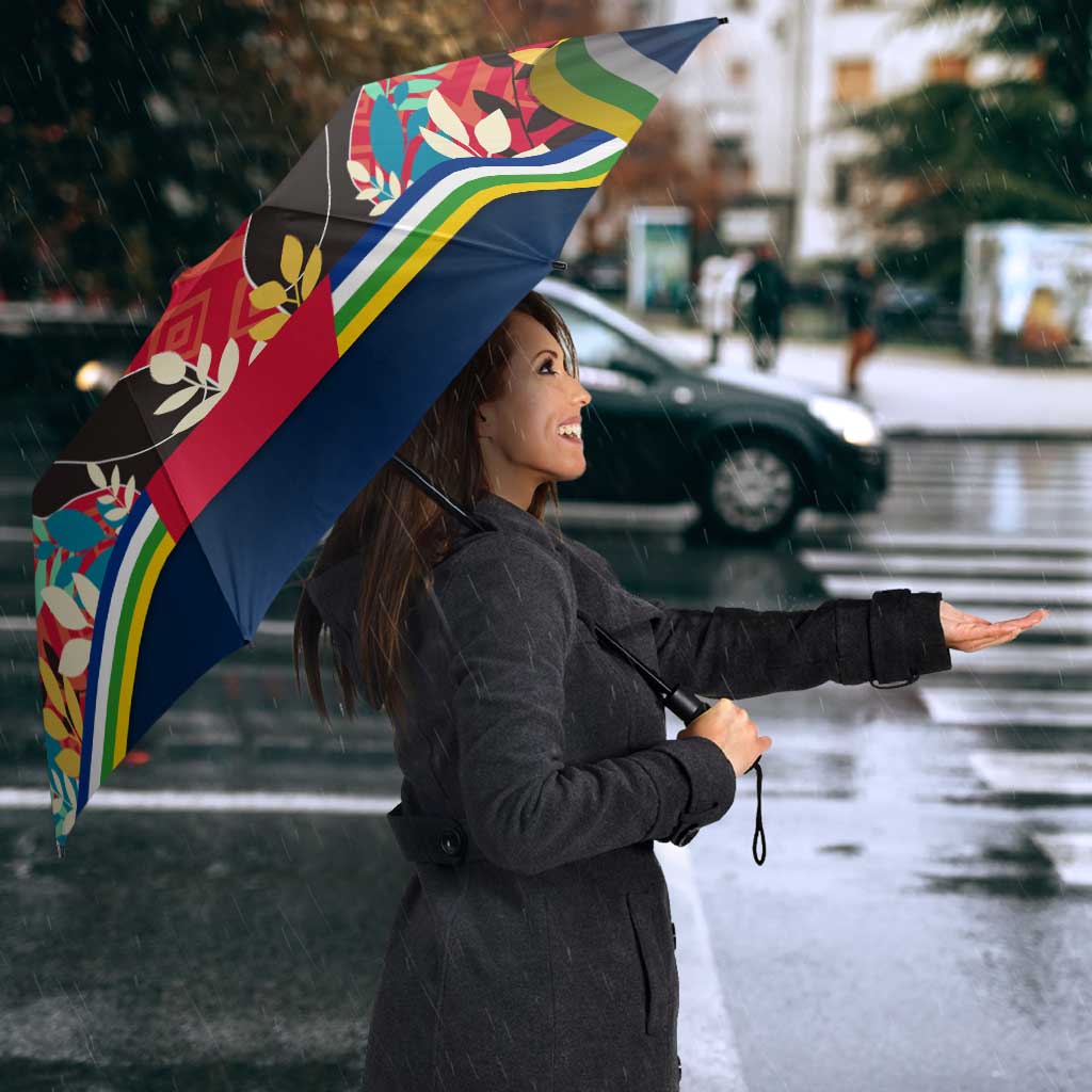 Central African Republic Umbrella with Red Blue Green Tribal Design and National Flag - Wonder Print Shop