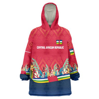 Central African Republic Wearable Blanket Hoodie with Red Blue Green Tribal Design and National Flag - Wonder Print Shop