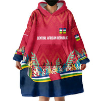 Central African Republic Wearable Blanket Hoodie with Red Blue Green Tribal Design and National Flag - Wonder Print Shop