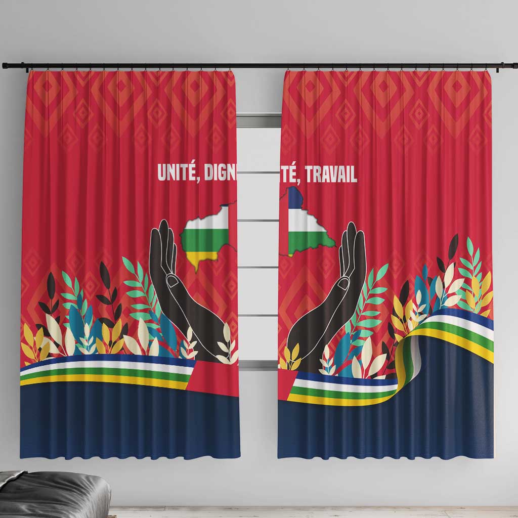 Central African Republic Window Curtain with Red Blue Green Tribal Design and National Flag - Wonder Print Shop