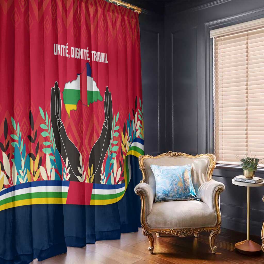 Central African Republic Window Curtain with Red Blue Green Tribal Design and National Flag - Wonder Print Shop