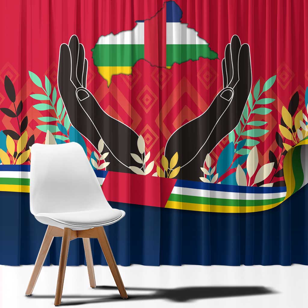 Central African Republic Window Curtain with Red Blue Green Tribal Design and National Flag - Wonder Print Shop