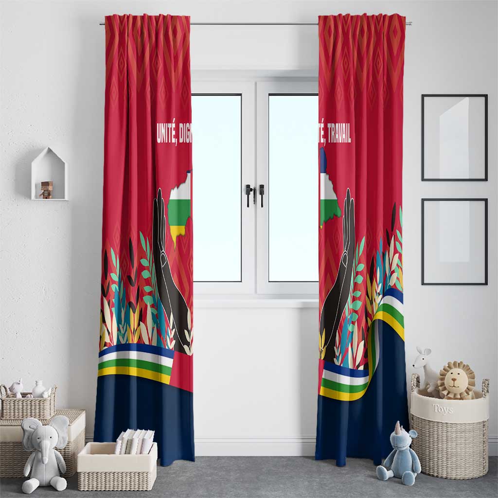 Central African Republic Window Curtain with Red Blue Green Tribal Design and National Flag - Wonder Print Shop